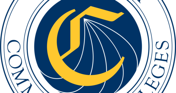 logo for the California Community Colleges, old style letter C in gold on blue background with radiating lines